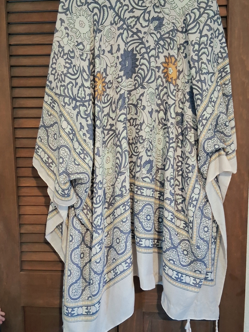 Lightweight Boho Swim Coverup/ Yoga in Blue and Cream